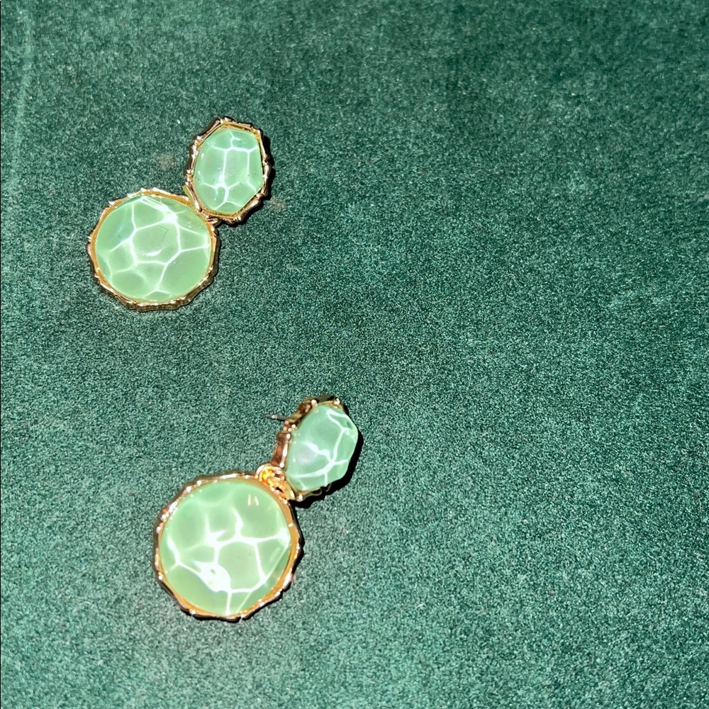 Green and Gold Double Drop Earrings